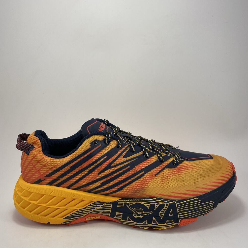 Hoka One One Speedgoat 4 Trail Running Shoes Mens Size 9 Orange Gold Fusion